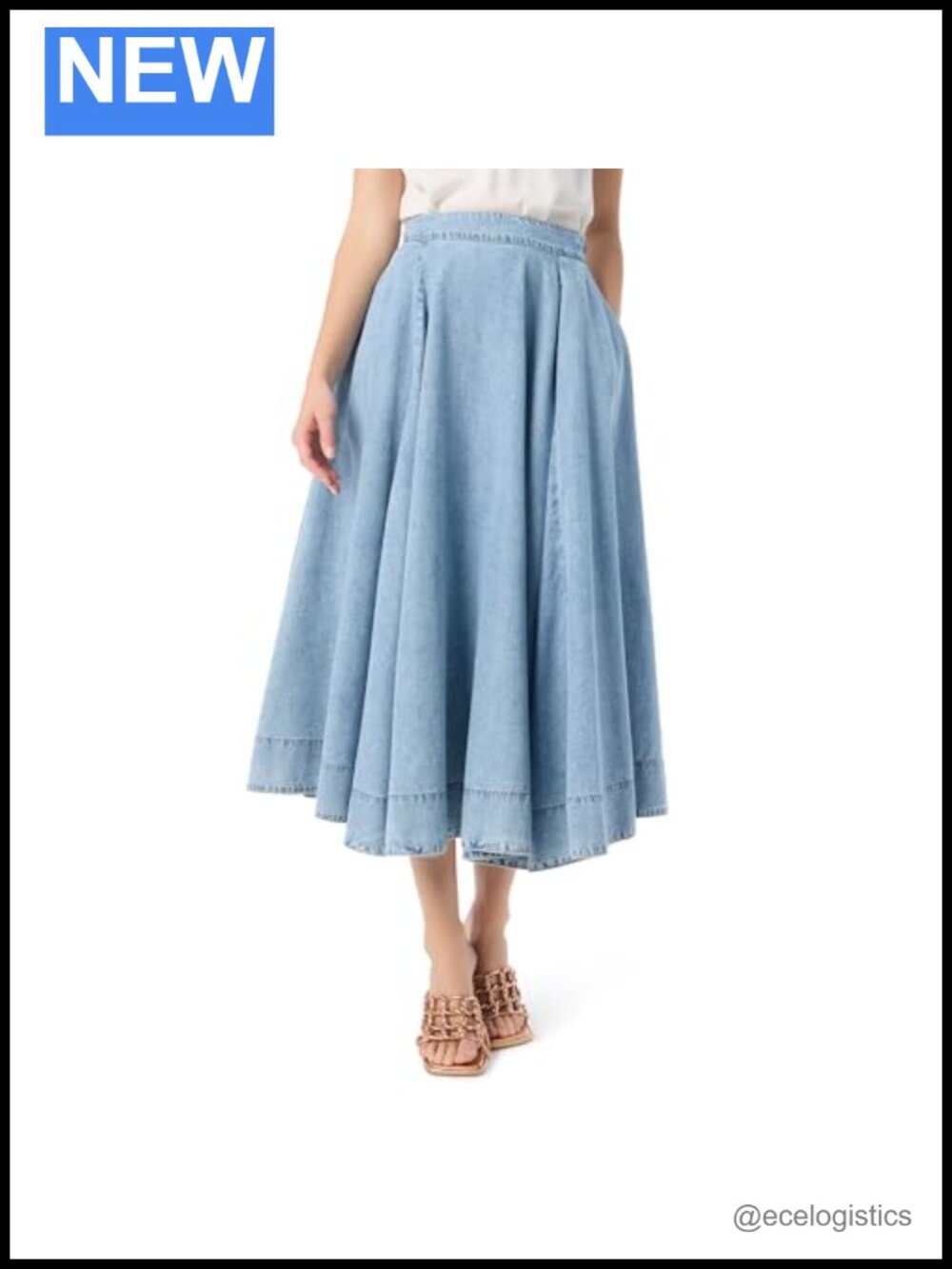 High Waist Half Circle Midi Skirt with Pockets A-Line
